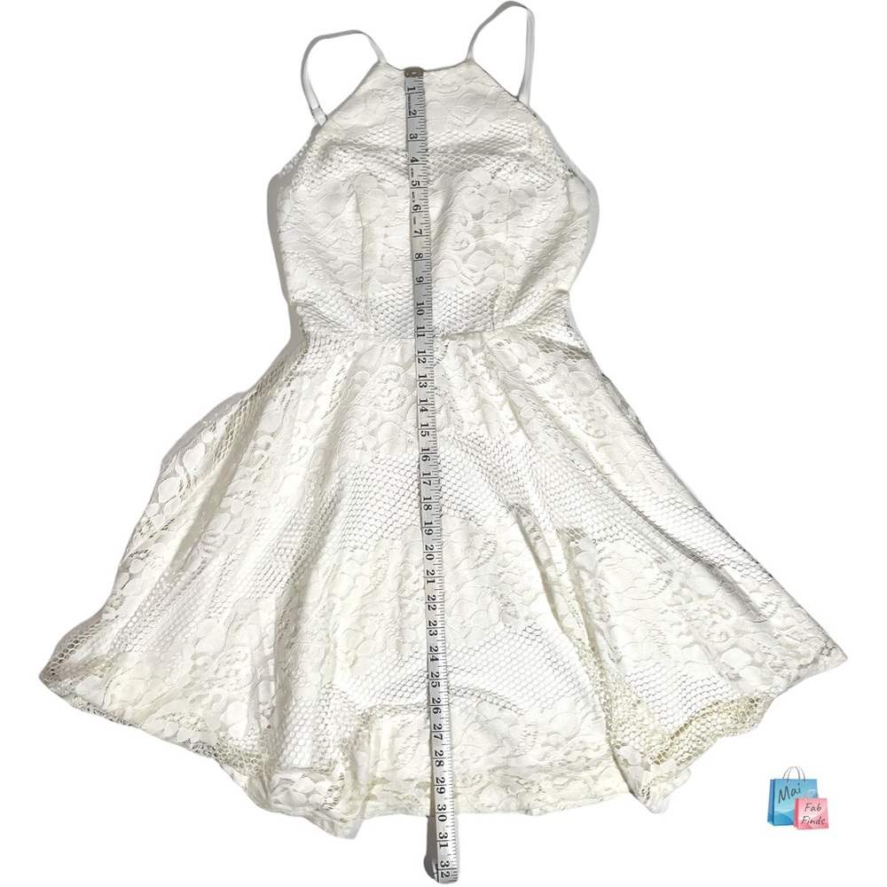 NWOT Gianni Bini Off White Lace Mini A-line Halter Neck Open Back Sundress XS - Picture 4 of 8